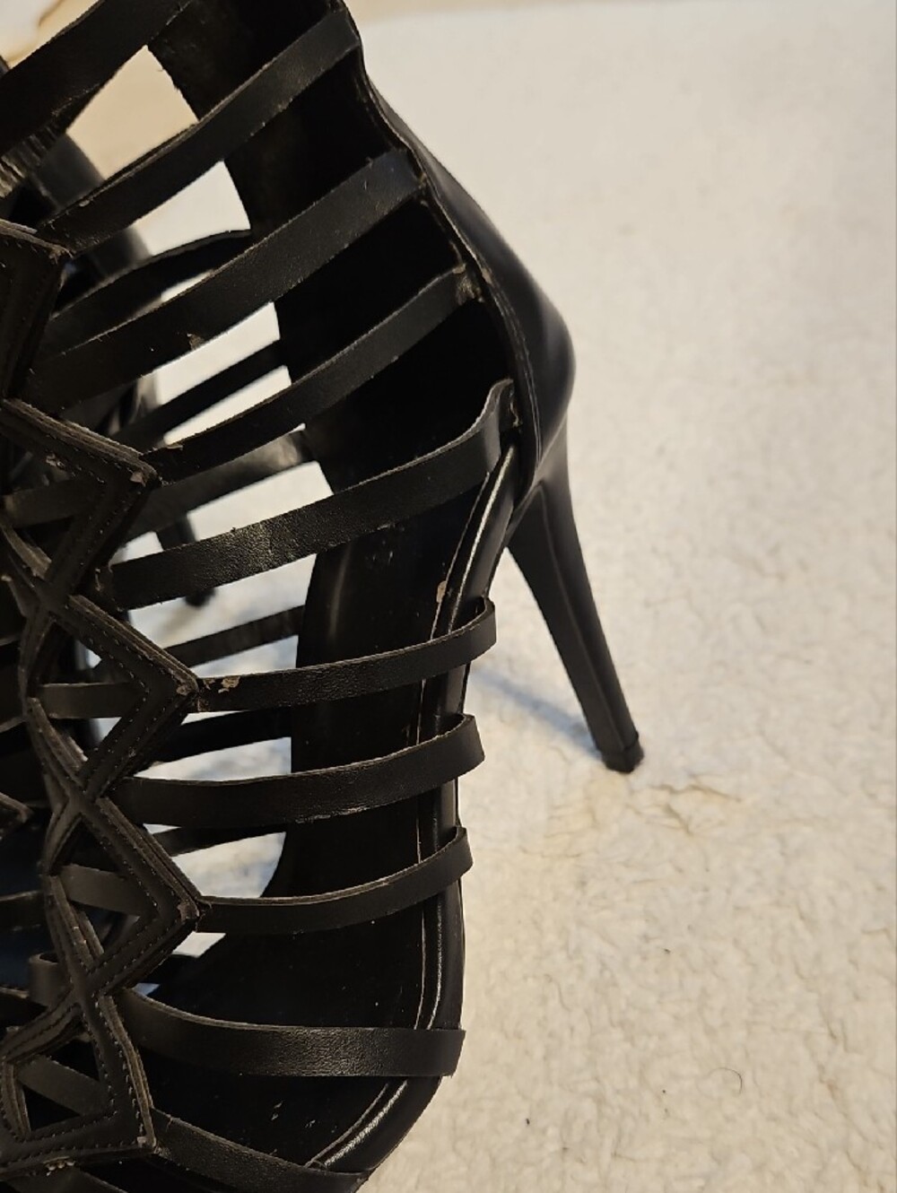 Black Strappy Gladiator High Heel Sandals - Picture 4 of 11